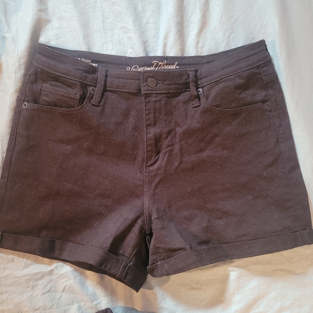 Black "High Rise Midi" Shorts